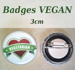 Badge métal 3cm vegan végétarien ...